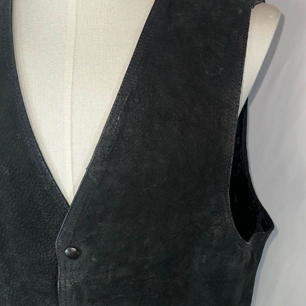 NRA Authentic Gear Men’s Lg Concealed Carry Black Leather Suede Lined Biker Vest - Picture 3 of 13